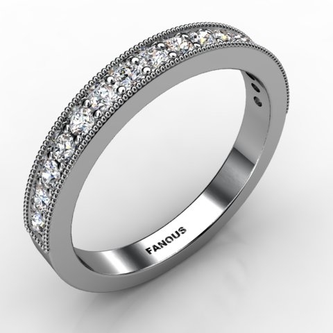 18k White Gold Wedding Band 0.368ct - 0300860-18kw